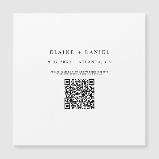Minimalistische QR-code Save The Date-magneet (Voorkant)