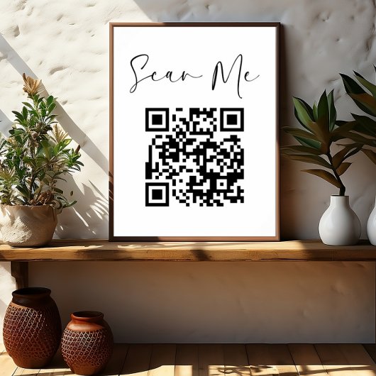 Minimalistische QR Code Scan Me Business Poster
