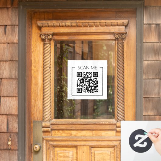 Minimalistische QR Code Scan Me Business Raamsticker (Huis Deur)