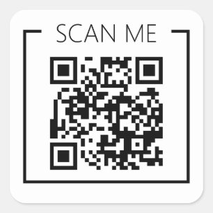 Minimalistische QR Code Scan Me Business Vierkante Sticker