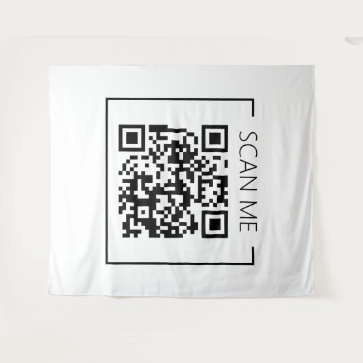 Minimalistische QR Code Scan Me Business Wandkleed (Voorkant (horizontaal))