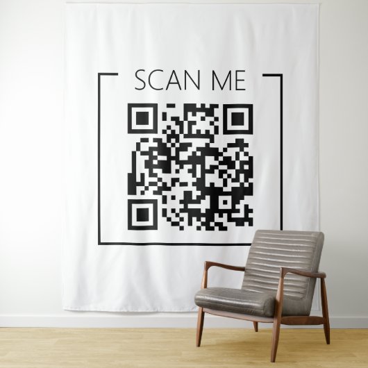 Minimalistische QR Code Scan Me Business Wandkleed (In situ)