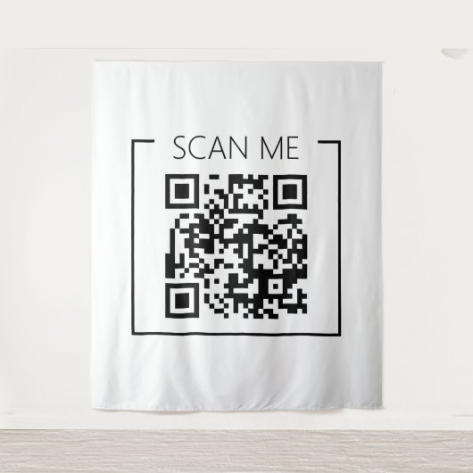Minimalistische QR Code Scan Me Business Wandkleed (Voorkant)