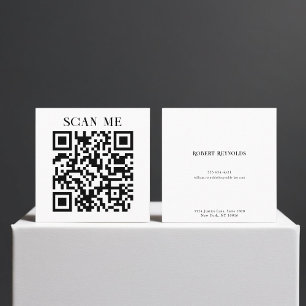 Minimalistische QR-code Scan Me Visitekaart Vierkante Visitekaartje