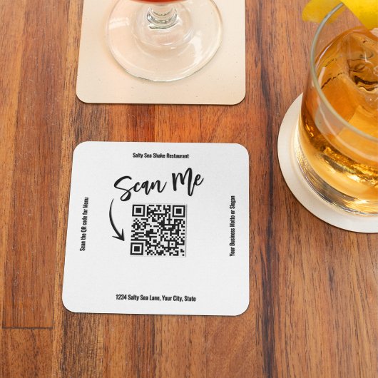 Minimalistische QR-code Scan Me Zakelijk Ontwerp Kartonnen Onderzetters