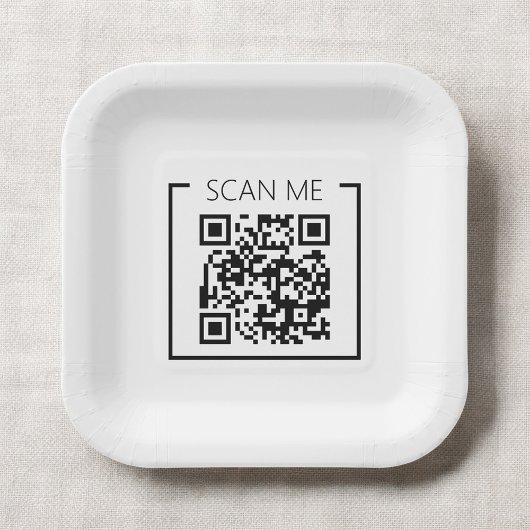Minimalistische QR-code Scan Me Zakelijk Papieren Bordje