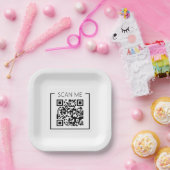 Minimalistische QR-code Scan Me Zakelijk Papieren Bordje (Feest)