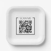Minimalistische QR-code Scan Me Zakelijk Papieren Bordje (Voorkant)