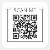 Minimalistische QR-code Scan Me Zakelijk Vierkante Sticker (Voorkant)