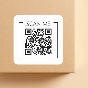 Minimalistische QR-code Scan Me Zakelijk Vierkante Sticker