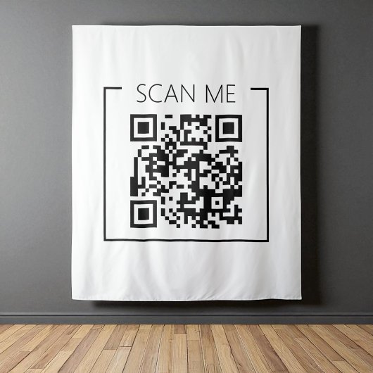 Minimalistische QR-code Scan Me Zakelijk Wandkleed