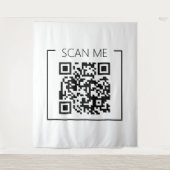 Minimalistische QR-code Scan Me Zakelijk Wandkleed (Voorkant)