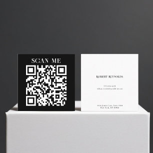 Minimalistische QR-code Scan Me Zakelijke Kaart Vierkante Visitekaartje