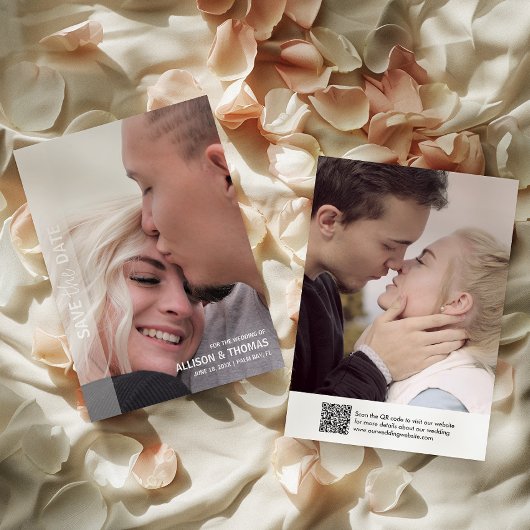 Minimalistische QR-code Sla de datum van de trouwf Kaart