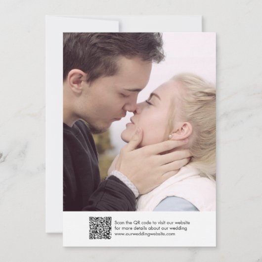 Minimalistische QR-code Sla de datum van de trouwf Kaart (Achterkant)