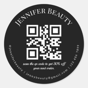 Minimalistische QR-code Small Business Beauty Blac Ronde Sticker