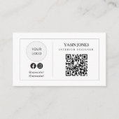 Minimalistische QR-code Sociaal pictogram Visiteka Contactkaartje (Voorkant)