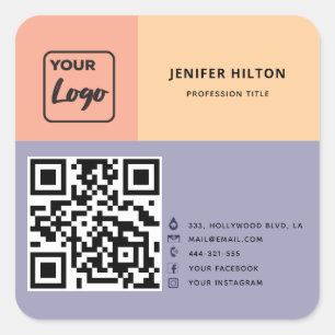 Minimalistische QR-code social media logo business Vierkante Sticker