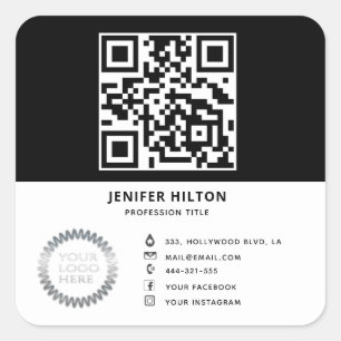 Minimalistische QR-code social media logo business Vierkante Sticker