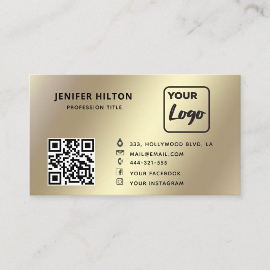 Minimalistische QR-code social media logo business Visitekaartje (Voorkant)