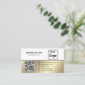 Minimalistische QR-code social media logo business Visitekaartje (Staand voorkant)