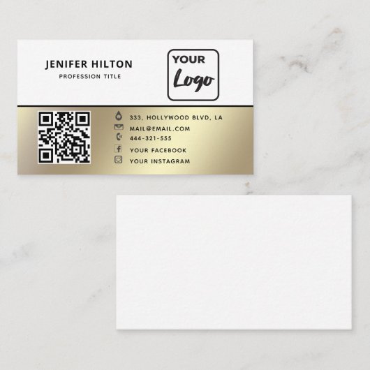 Minimalistische QR-code social media logo business Visitekaartje (Voorkant / Achterkant)