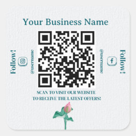 Minimalistische QR-code Social Media Marketing Bus Vierkante Sticker