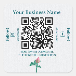 Minimalistische QR-code Social Media Marketing Bus Vierkante Sticker