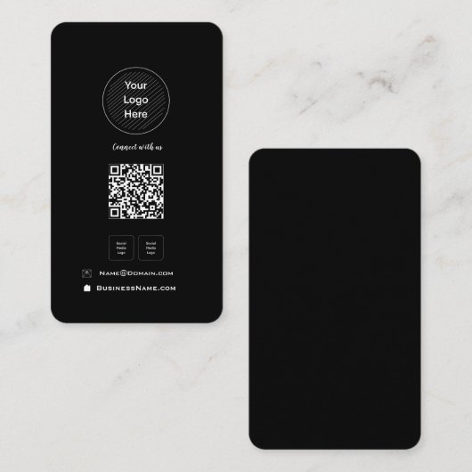 Minimalistische QR Code Social Media Uw Logo profi Visitekaartje (Voorkant / Achterkant)
