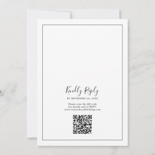 Minimalistische QR-code terug alles in één bruilof Kaart (Achterkant)