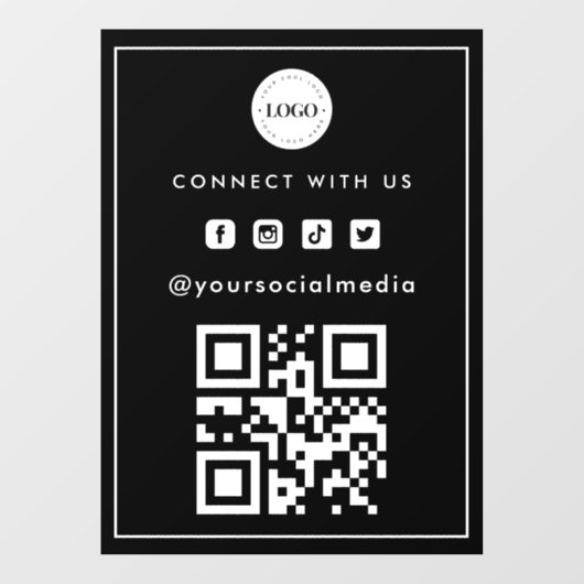 Minimalistische QR-code toevoegen Logo Scan Social Raamsticker (Vel)