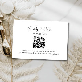 Minimalistische QR-code trouw-RSVD-kaart RSVP Kaartje