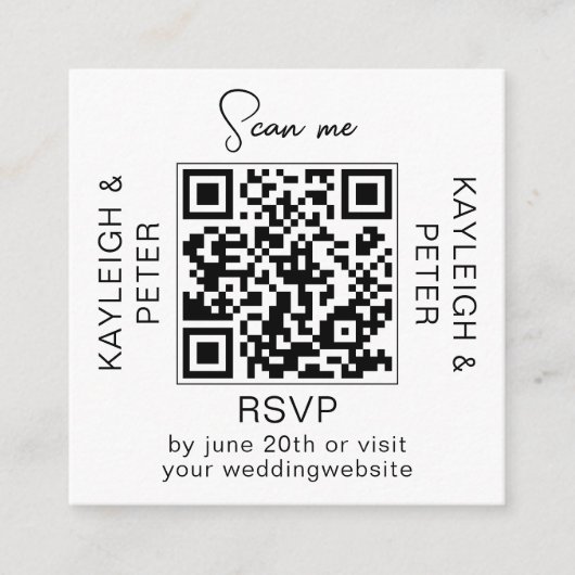 Minimalistische QR-code trouw-RSvp-bord Informatiekaartje (Voorkant)