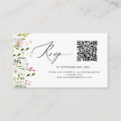 Minimalistische QR-code trouw-RSvp met wilde bloem Informatiekaartje (Voorkant)