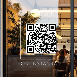 Minimalistische QR-code Volg ons op Instagram Raamsticker