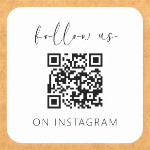 Minimalistische QR-code Volg ons op Instagram Vierkante Sticker
