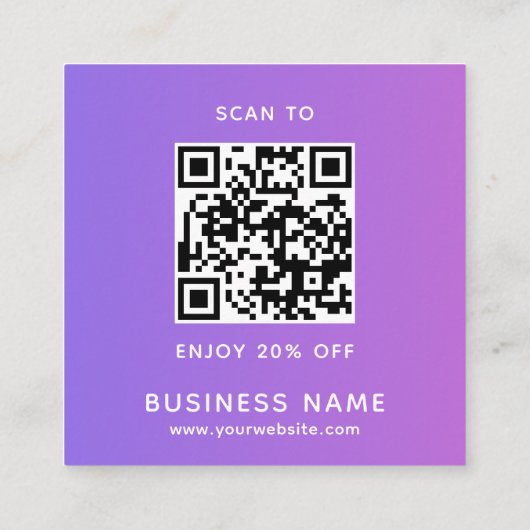 Minimalistische QR-code voor bedrijven Bedankt Kortingskaartje (Achterkant)