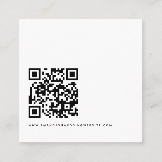 Minimalistische QR-code voor script bruiloft RSVP Informatiekaartje (Achterkant)