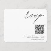 Minimalistische QR-code voor script bruiloft RSVP Informatiekaartje (Voorkant)