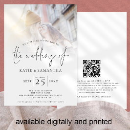 Minimalistische QR-code voor script Lesbian Weddin Kaart