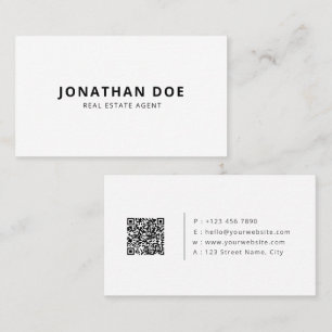 Minimalistische QR-code voor vastgoed Modern Wit Visitekaartje