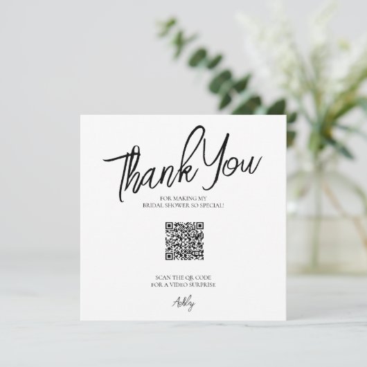 Minimalistische QR Code Vrijgezellenfeest bedankpa Bedankkaart (Staand voorkant)