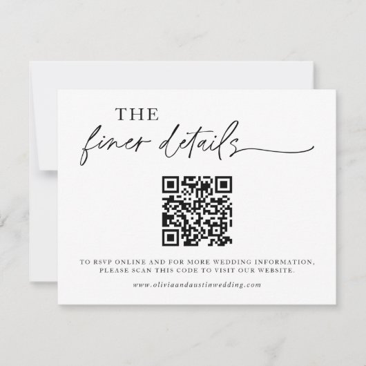 Minimalistische QR Code Wedding Website Details Ka Bedankkaart (Voorkant)