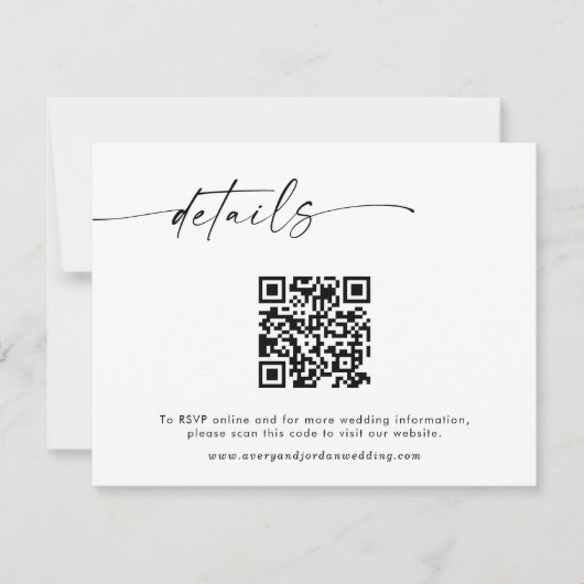 Minimalistische QR Code Wedding Website Details Ka Bedankkaart (Voorkant)