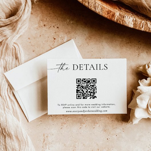 Minimalistische QR Code Wedding Website Details Ka Bedankkaart