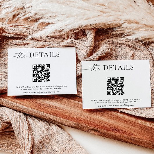 Minimalistische QR Code Wedding Website Details Ka Bedankkaart