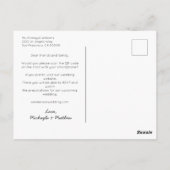 Minimalistische QR Code White Wedding Uitnodiging (Achterkant)