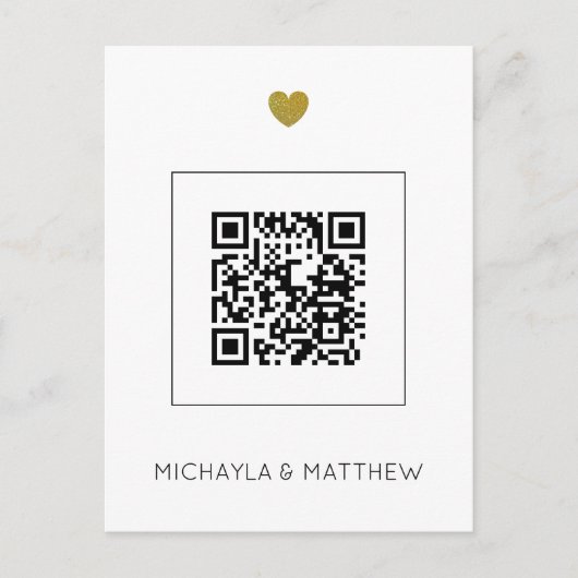 Minimalistische QR Code White Wedding Uitnodiging (Voorkant)