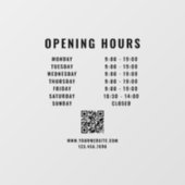 Minimalistische QR-code Zakelijke openingstijden z Raamsticker (Vel)