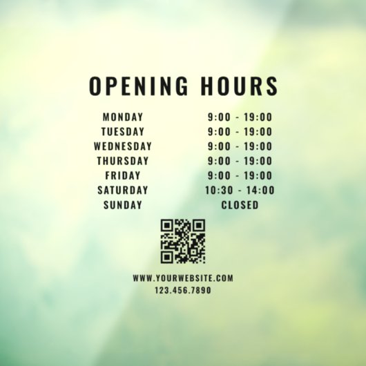 Minimalistische QR-code Zakelijke openingstijden z Raamsticker (Vel 3)